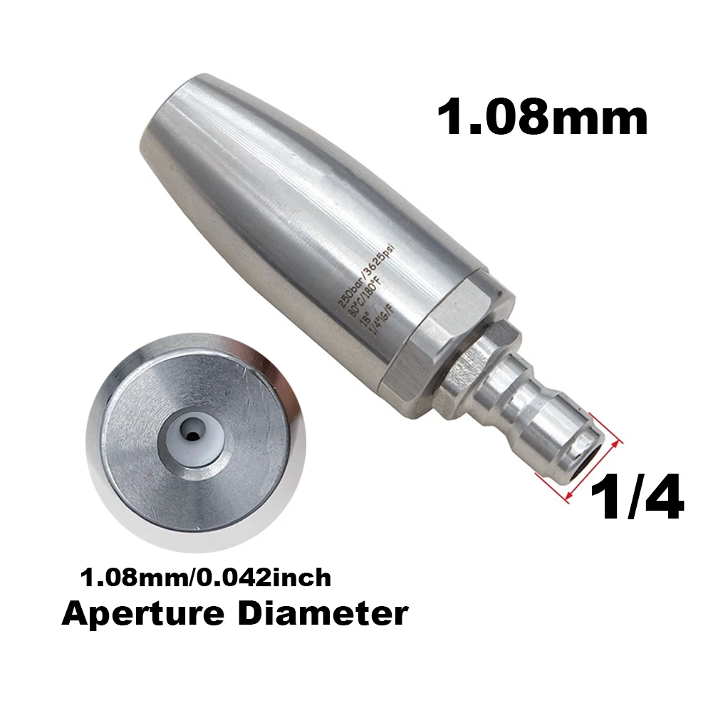 G1/4 360 ° Rotating Nozzle High Pressure Car Wash Nozzle Water Gun Stainless Steel Nozzle Hole 1.24/1.15/1.08/0.98mm