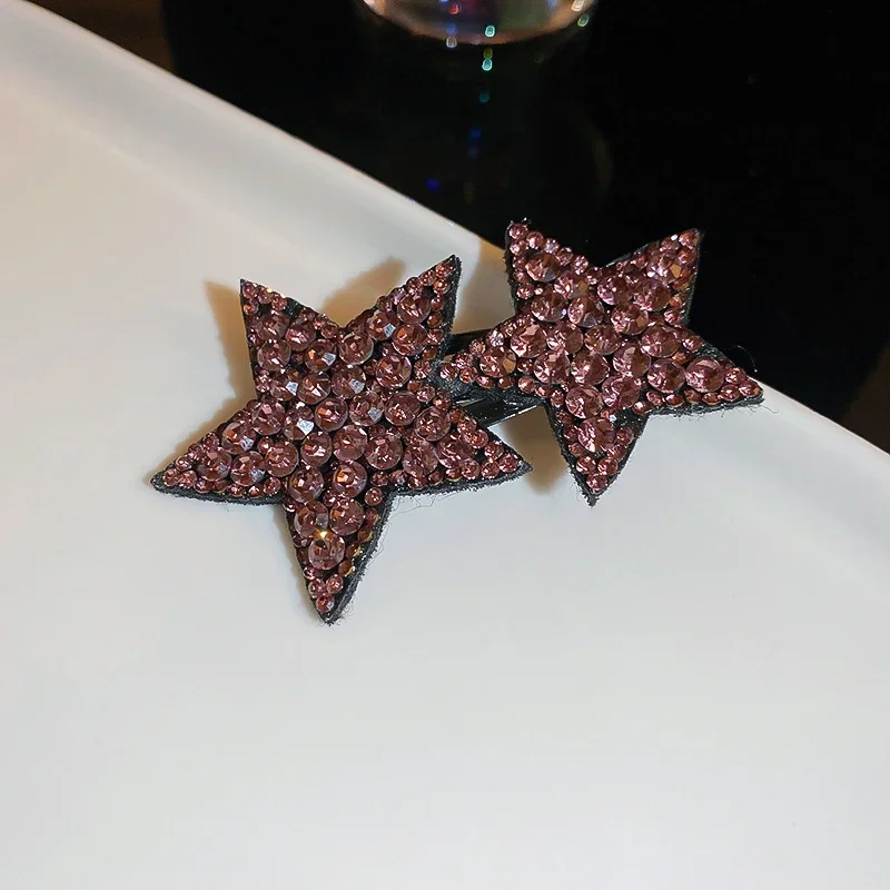 1/2/3 Pcs Double Stars Shiny Rhinestones Hair Clips for Women Sweet Temperament Versatile Luxury Trendy Dainty Accessories Sets