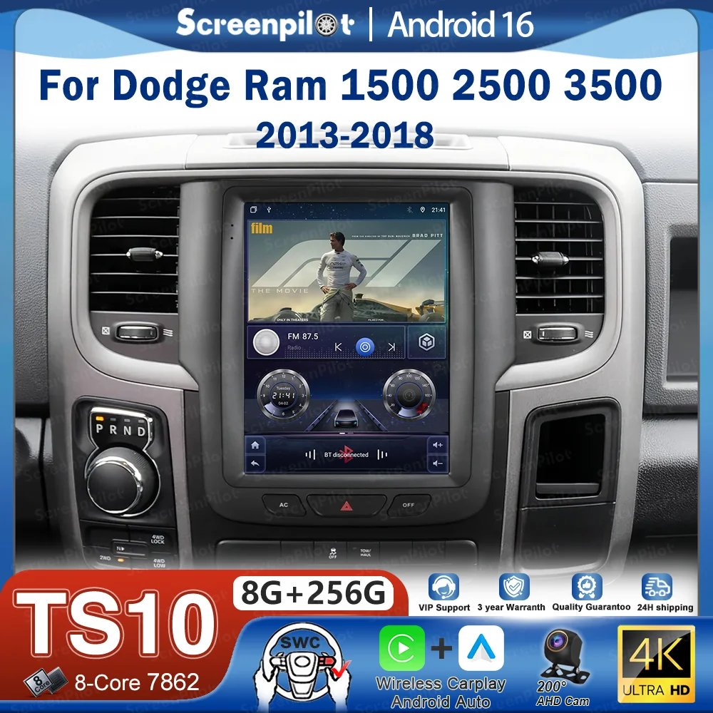 Android 16 Car Radio Stereo Head Unit For Dodge Ram 1500 2500 3500 2013-2018 Multimedia Video Player GPS Navigation Touch Screen