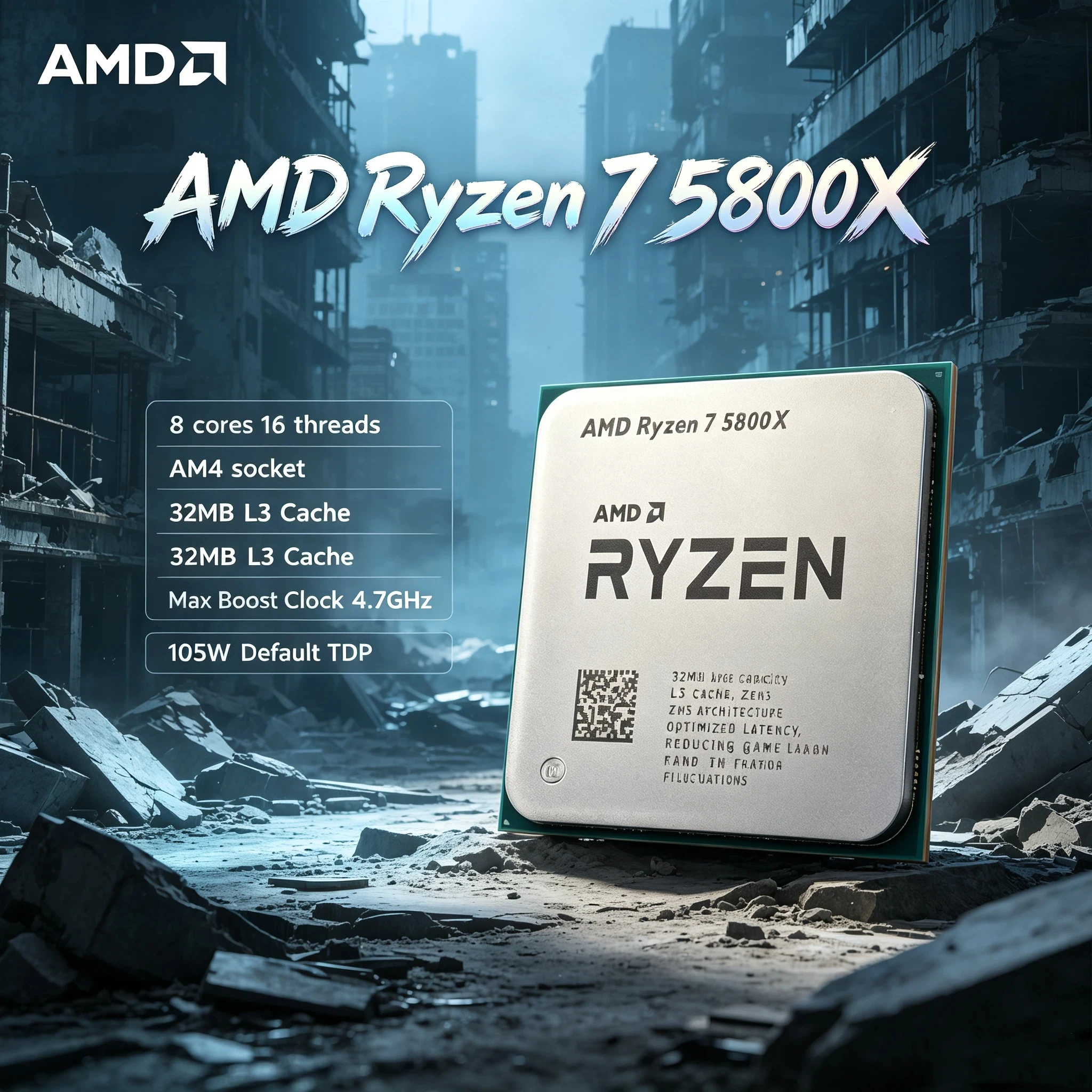 Ryzen 7 5800X Desktop CPU for Gaming Office and Creation AMD AM4 Socket 8 Cores 16 Threads 7nm Processor