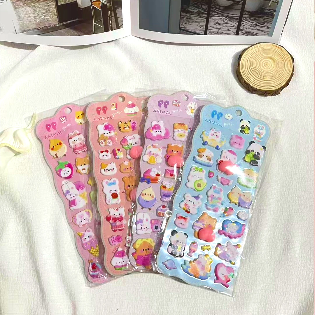 Urocze naklejki antystresowe ze zwierzętami - kreatywne naklejki dekoracyjne z kreskówkowymi zwierzętami, zabawne do zabawy i oglądania.