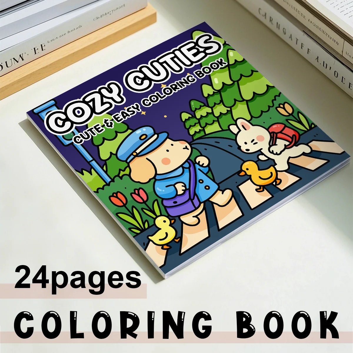 COZY CUTIES Livro para colorir com padrões fofos e fáceis para adultos Livro de desenho fofo Presente perfeito para festa e aniversário