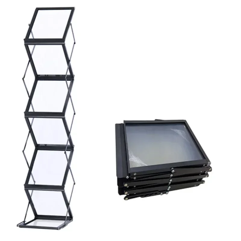 Upgrade Aluminum Alloy Exhibition Network Red Storage Folding Data Rack Landingspapers and Periodicals Publicity Display Rack