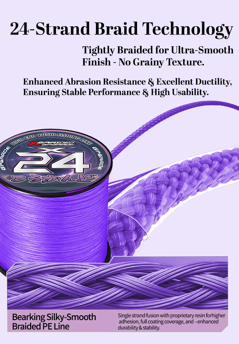 Neue YGK G-Soul X24 Strands PE Geflochtene Angelschnur 300/500/1000M Ultra-Multifilament Angelschnur Super Glatte Karpfen-Angelschnur – Detail 7