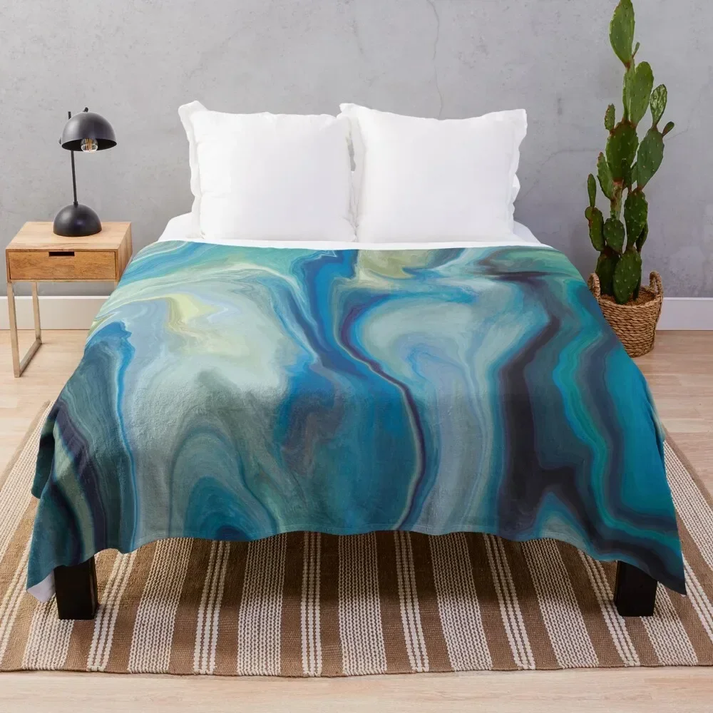 

Cool Ocean Pools Marble Pattern - Blue Palette Throw Blanket Stylish Couch Blanket for Home Living Room