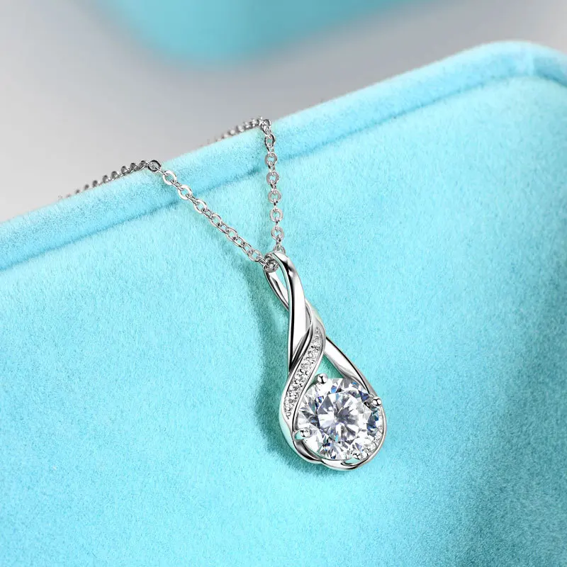 

Women's 925 Sterling Silver Moissanite Classic Multiple Style Pendant Necklace - Valentine's Day Jewelry Gift