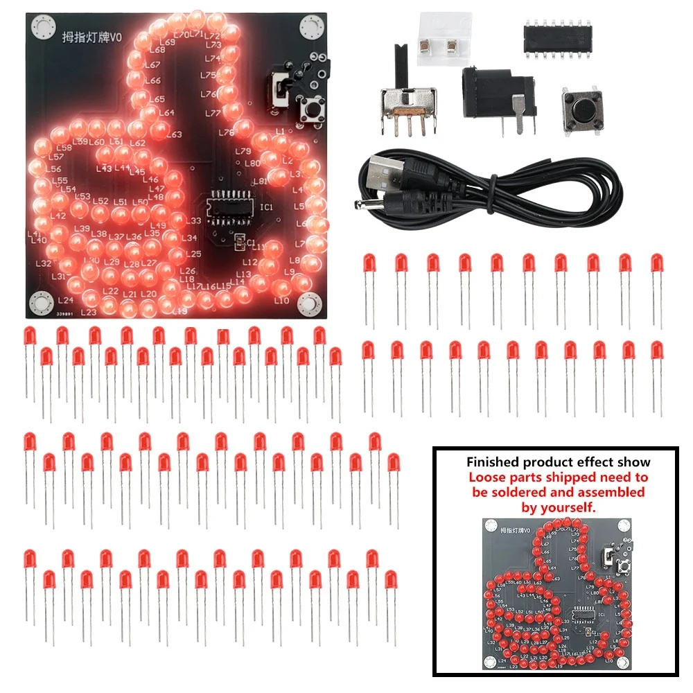 

DIY Electronic Kit LED Thumb Flowing Light Production Kit Light-emitting Diode Fun Welding Microcontroller Soldering Practice