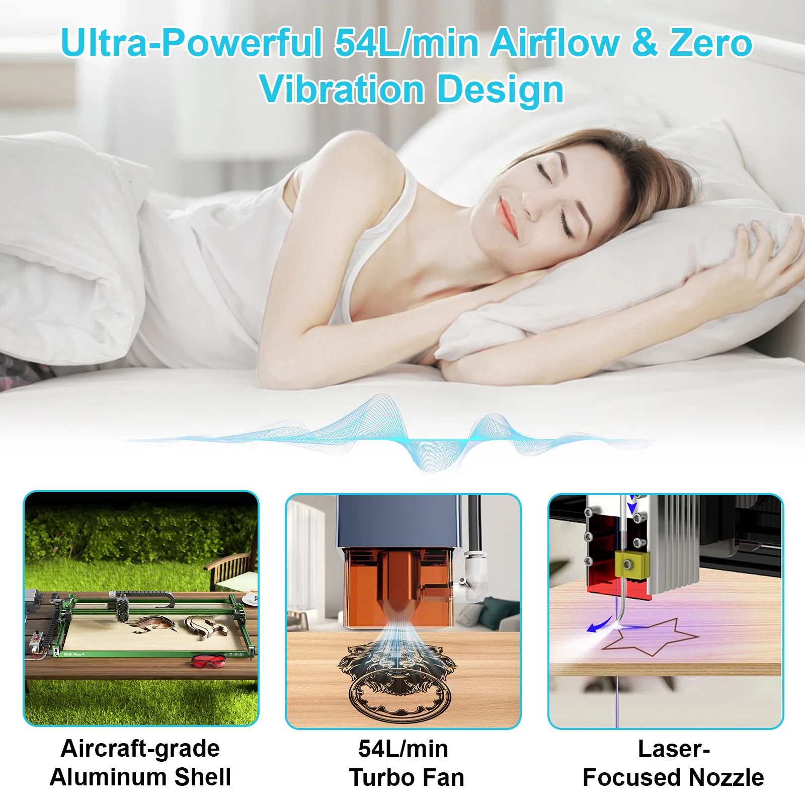 Juice ease 25W Laser-Luft unterstützung pumpe 220-240V 54l/min Luft kompressor Aquarium Sauerstoff pumpe Geschwindigkeit einstellbar für Laser gravur – Detail 13