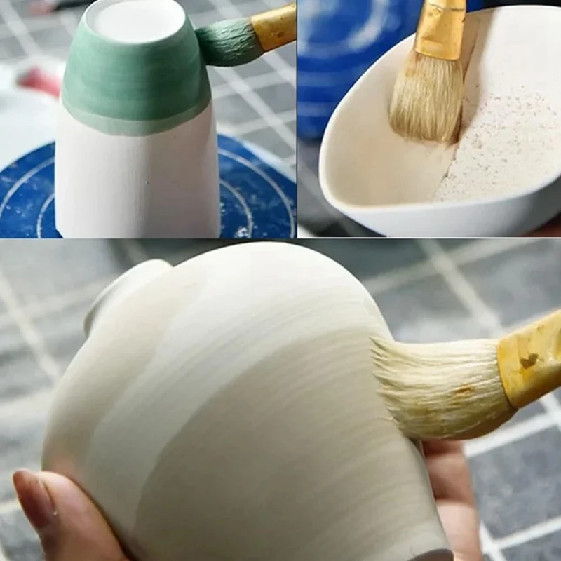 Mop Brush For Acrylic Painting,10 PCS Glaze Brushes For Pottery Goat Hair Blend Mop Brush Set For Pottery Acrylic Paint