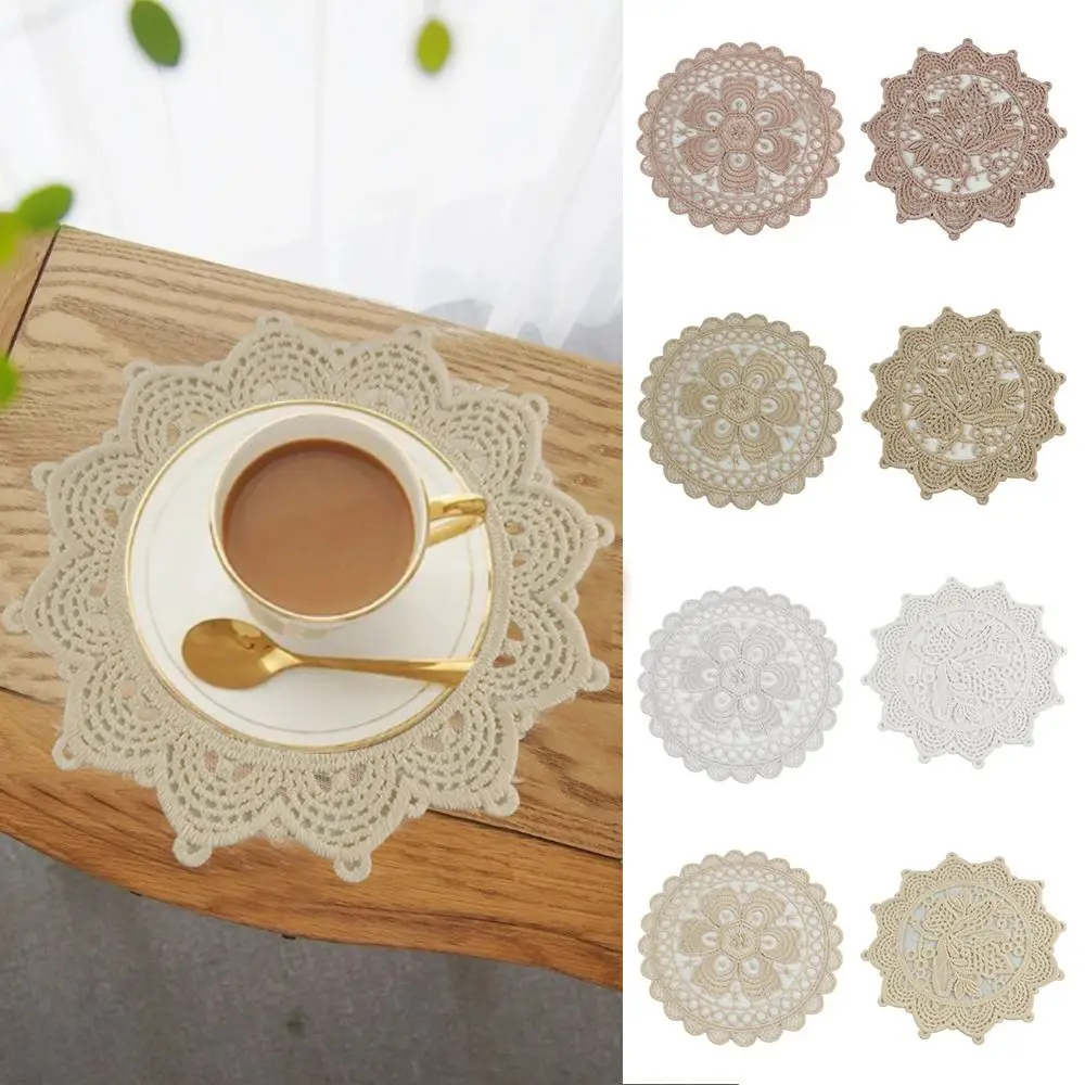 

Napkin Lace Embroidered Coaster Photo Prop Kitchen Accessories Insulation Dining Mat Retro Vintage European Style Table Cloth