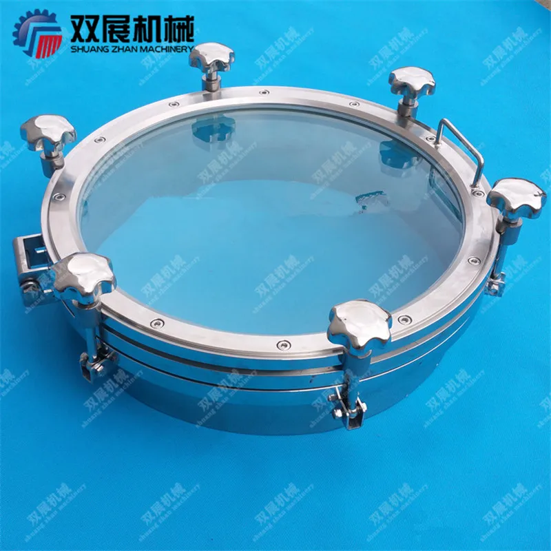 Stainless Steel 304 Top Sight Glass Welding Manhole Cover Full View Manway Window 8