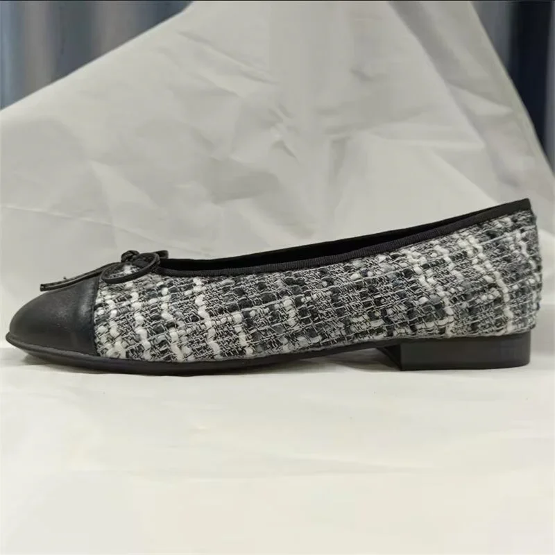 حجم كبير جولة تو العلامة التجارية الفاخرة تصميم القوس الباليه حذاء مسطح النساء جلد طبيعي حذاء كاجوال Zapatos Mujer #5