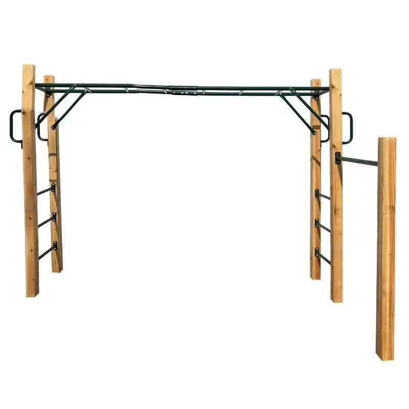 Indoor Warrior Obstacles Climbing Ladder Frame Wall Gym Wooden Monkey Bars for Kids Outdoor