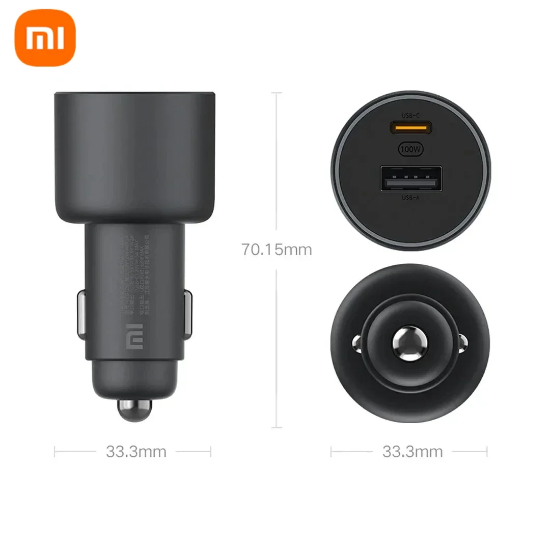 

Xiaomi Mi Car Charger 100W 1A1C USB-A USB-C Fast Charging Dual-port Smart Device Fully Compatible With Light Effect Display