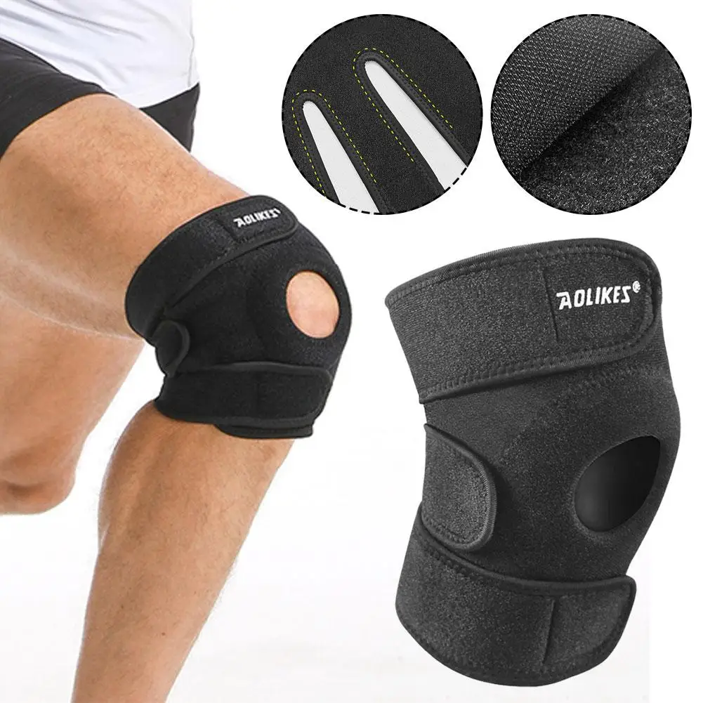 1PCS Adjustable Elastic Knee Support Brace Kneepad Patella Knee Pads Hole Sports Kneepad Safety Guard Strap For Running A2U2