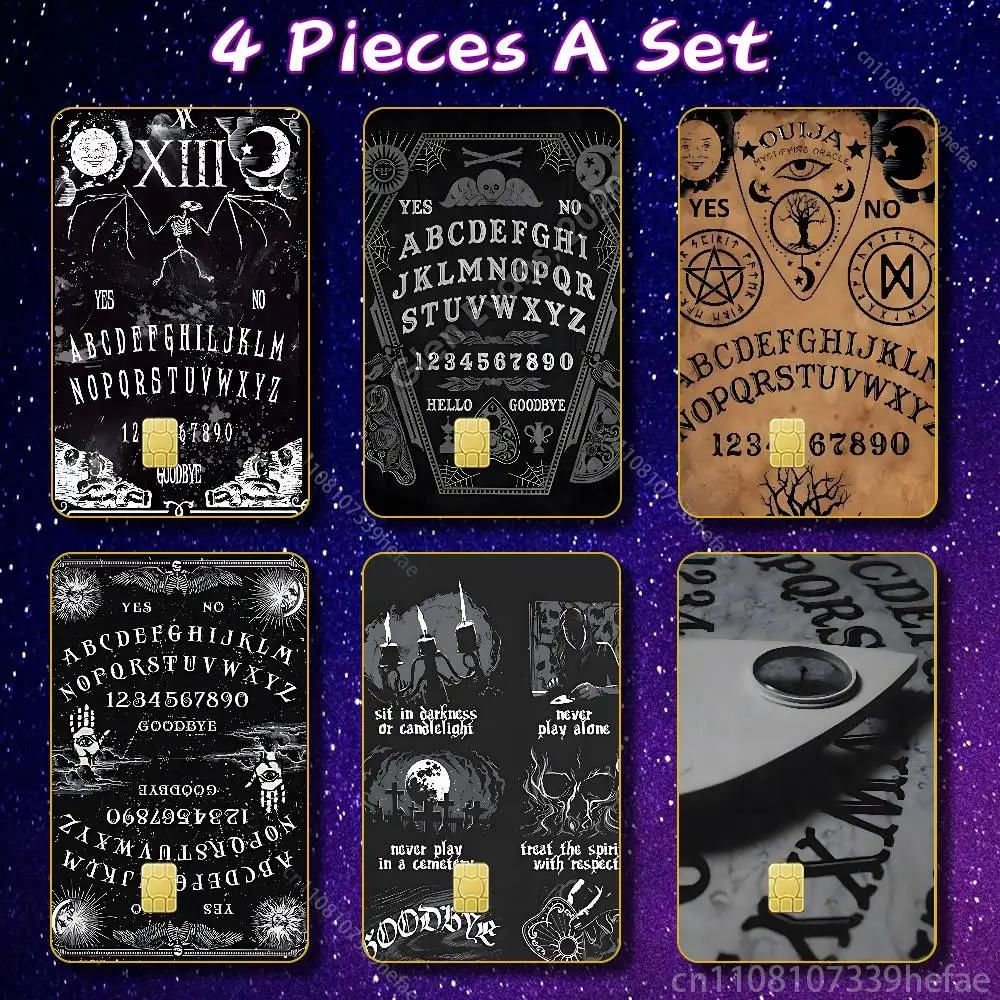 

Art Ouija Board Bank Credit Cards Bus Pass Stickers Cool Decoration Waterproof 4PCS Card Protective Film