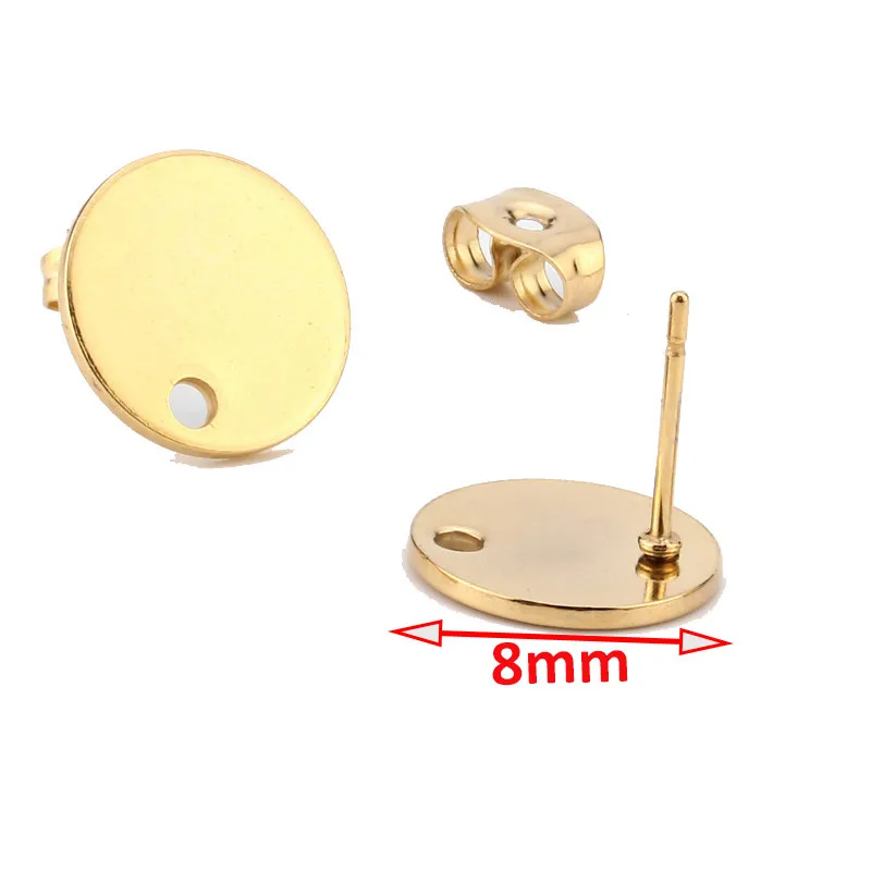 10 Stuks Roestvrij Staal Goud Zilver Ronde Schijf Oorbel Post W Loop Gehamerde Plaat Oorbellen Basis Voor Hypo-Allergene Oorbel Maken