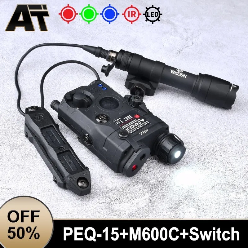 

Airsoft PEQ-15 Tactics Red Green Blue Dot Laser IR Led Hunting Weapon Light Strobe 20mm Rail Rifle Accessories Flashlight PEQ