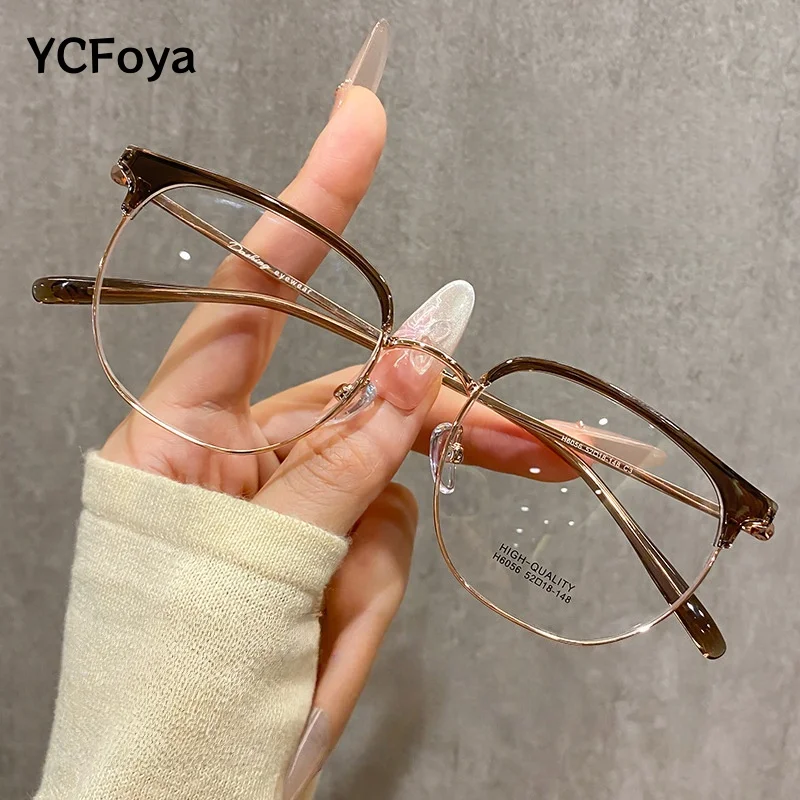 

YCFoya Fashion Men TR90 Alloy Glasses Frame Male Round Ultralight Eye Myopia Prescription Eyeglasses Small size 2025 New H6056S