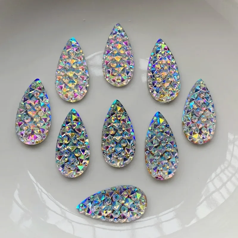 

50 шт. 10X20 мм ананас лицо кристалл смола плоская задняя часть хрустальные камни кристалл горный хрусталь форма сердечника топ из хиностана