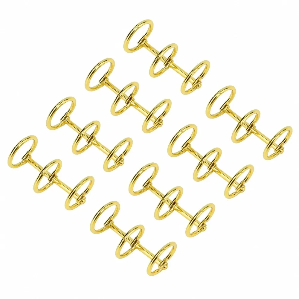 12 pcs Metal 3 Ring Binder Loop Circular Openable 3 Hole Binding Ring Reusable 3 Holes Metal Book Ring Document Organizing