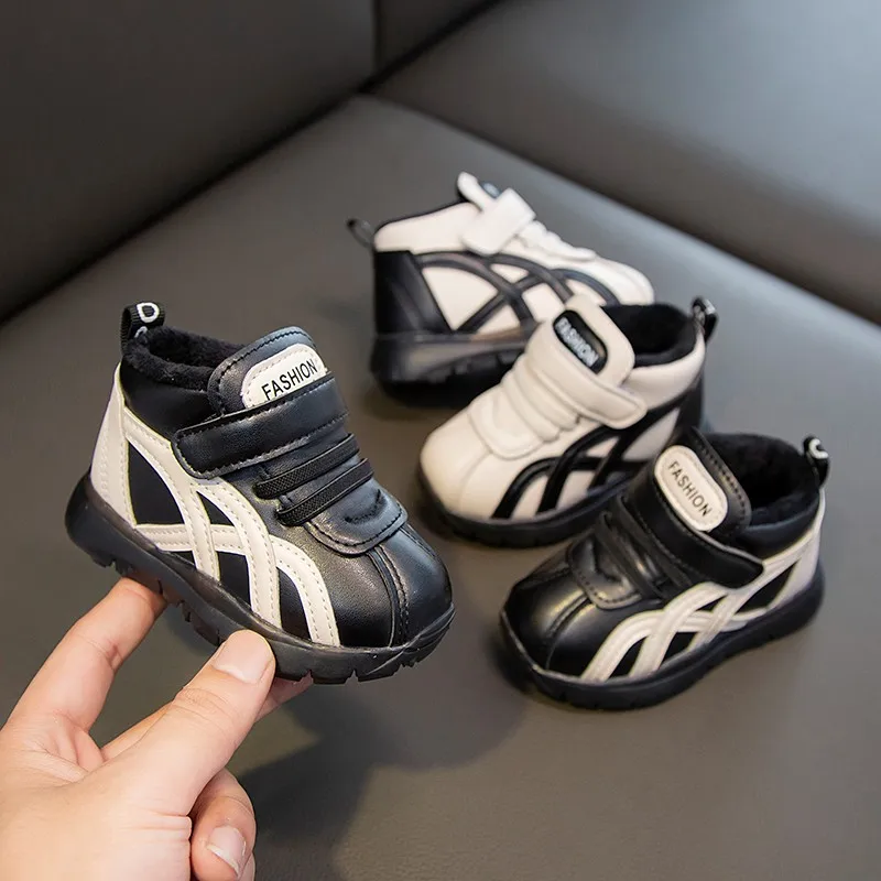 

New Spring Autumn Children's Ankle Boots Girls Boys Sneakers Kids Fashion Prewalker Warm Cotton Shoes Causal Baby Walking Shoes