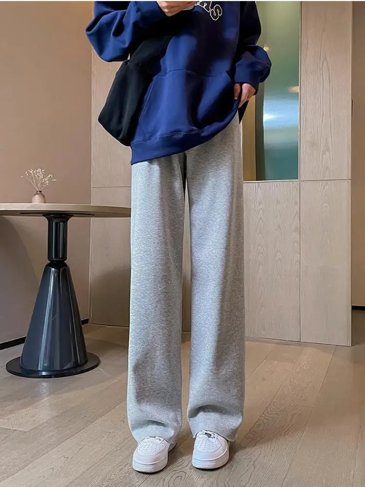 Sports Pants for Women Straight Loose Wide Leg Pants High Waist Casual Sweatpants Black Gray Trousers 2022 Spring Korean Fashion