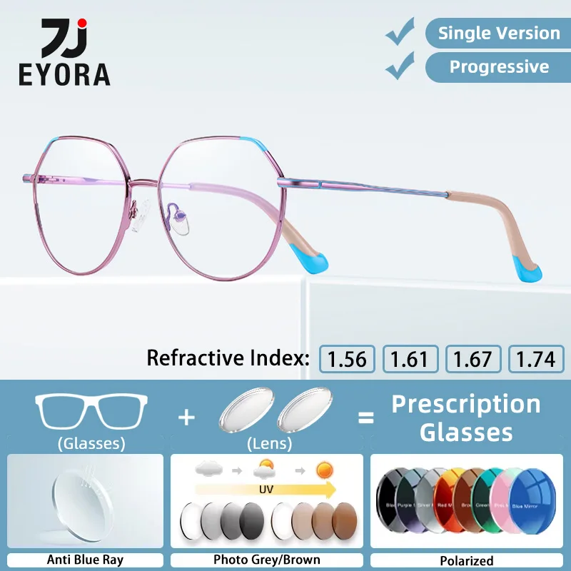 

EYORA Metal Myopia Prescription Eyewear Hyperopia Reading Glasses Women Anti Blue Light Computer Eyewear Optical Glasses Frame