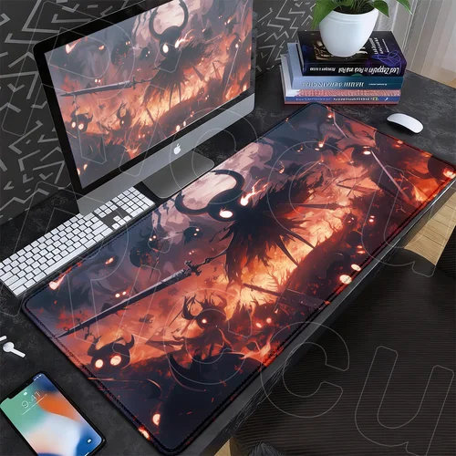 Imagen 2 del producto Alfombrilla de ratón HD para Gamer de 30x80cm, alfombrilla de goma de Anime, alfombra para teclado con borde de bloqueo de caballero hueco, alfombrilla larga para oficina de empresa de ordenador grande