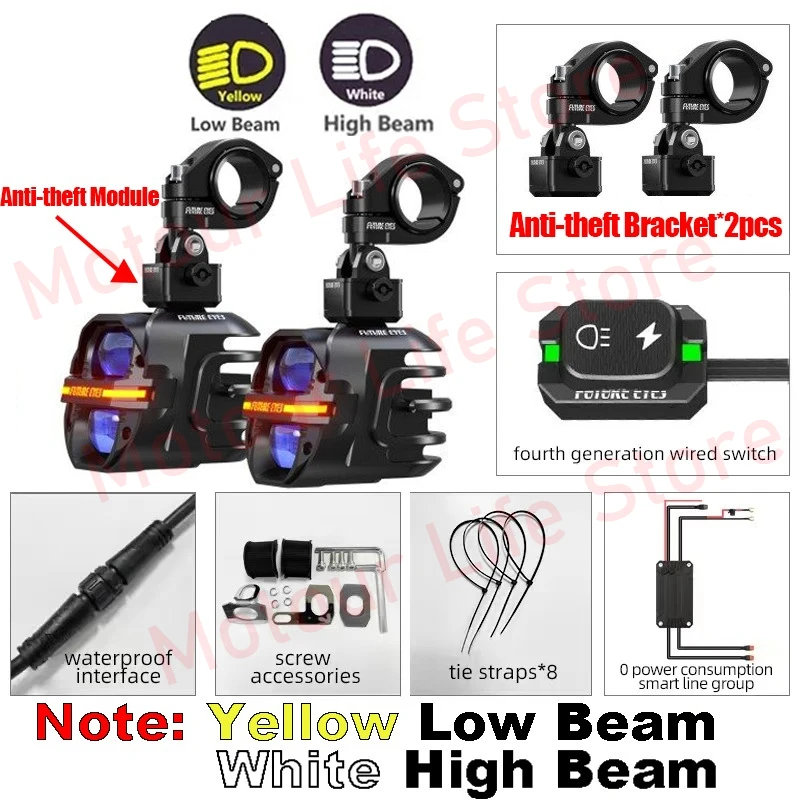 TOEKOMSTIGE OGEN X80 LED Spotlight Motorfiets Extra Spotlight Hoorn Flash Led Lamp Bedrade Backlight Schakelaar Door Running Lights