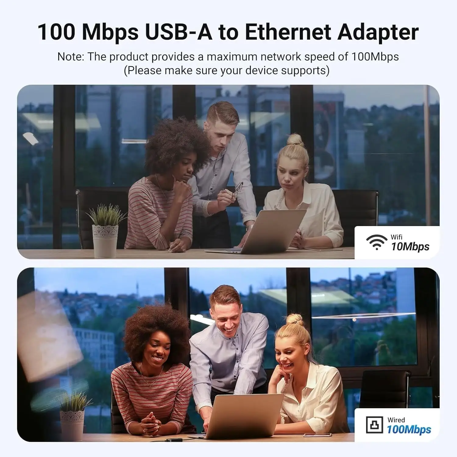 10 Buah Adaptor USB Ke Ethernet Kecepatan Tinggi - LAN RJ45 10/100Mbps untuk Laptop, Switch, MacBook, Windows, Mac, Linux