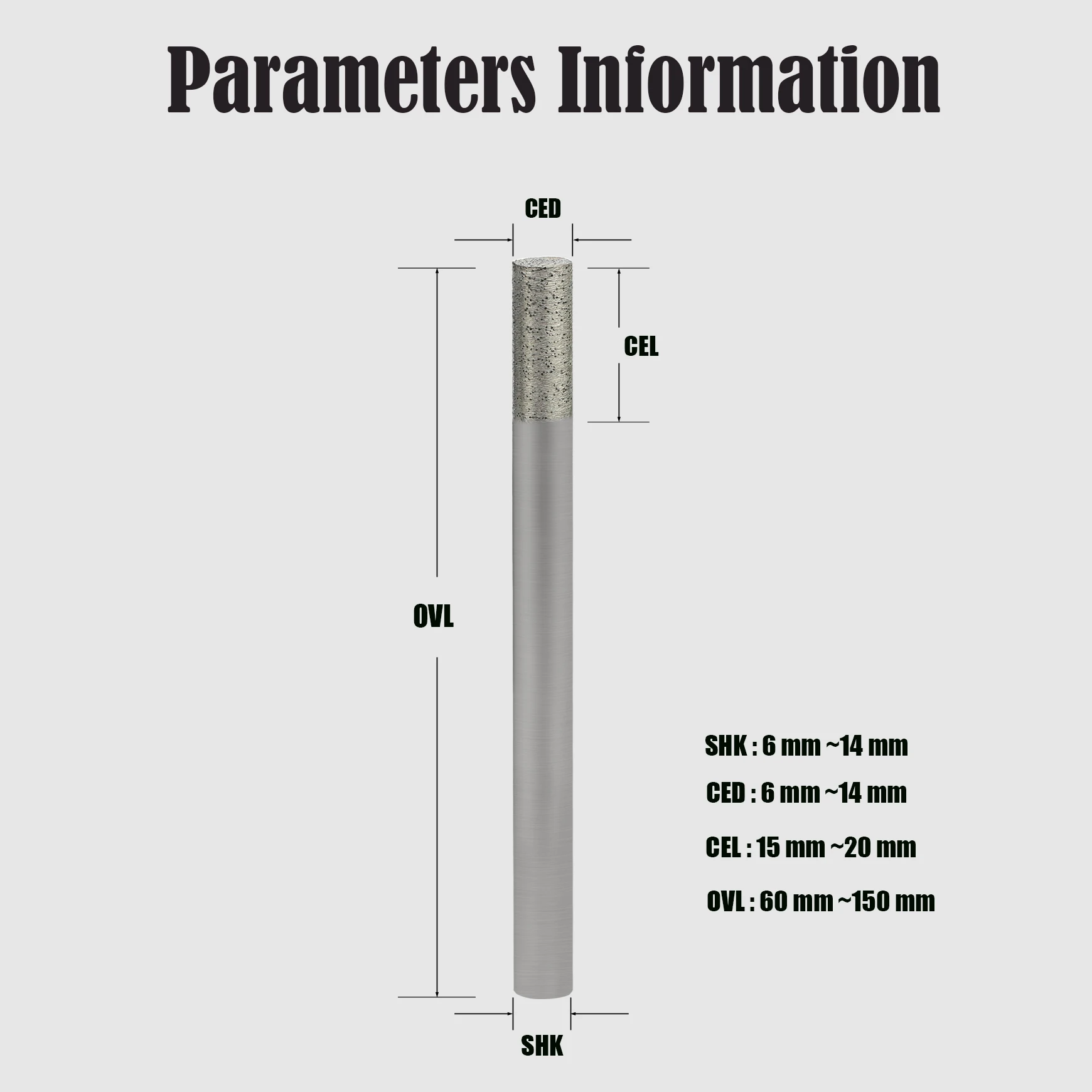 Shank 4-10mm Straight Engraving Cutter Sintered Diamond Router Bits for Granite Bottom Milling Cutting Stone CNC Tools Endmill