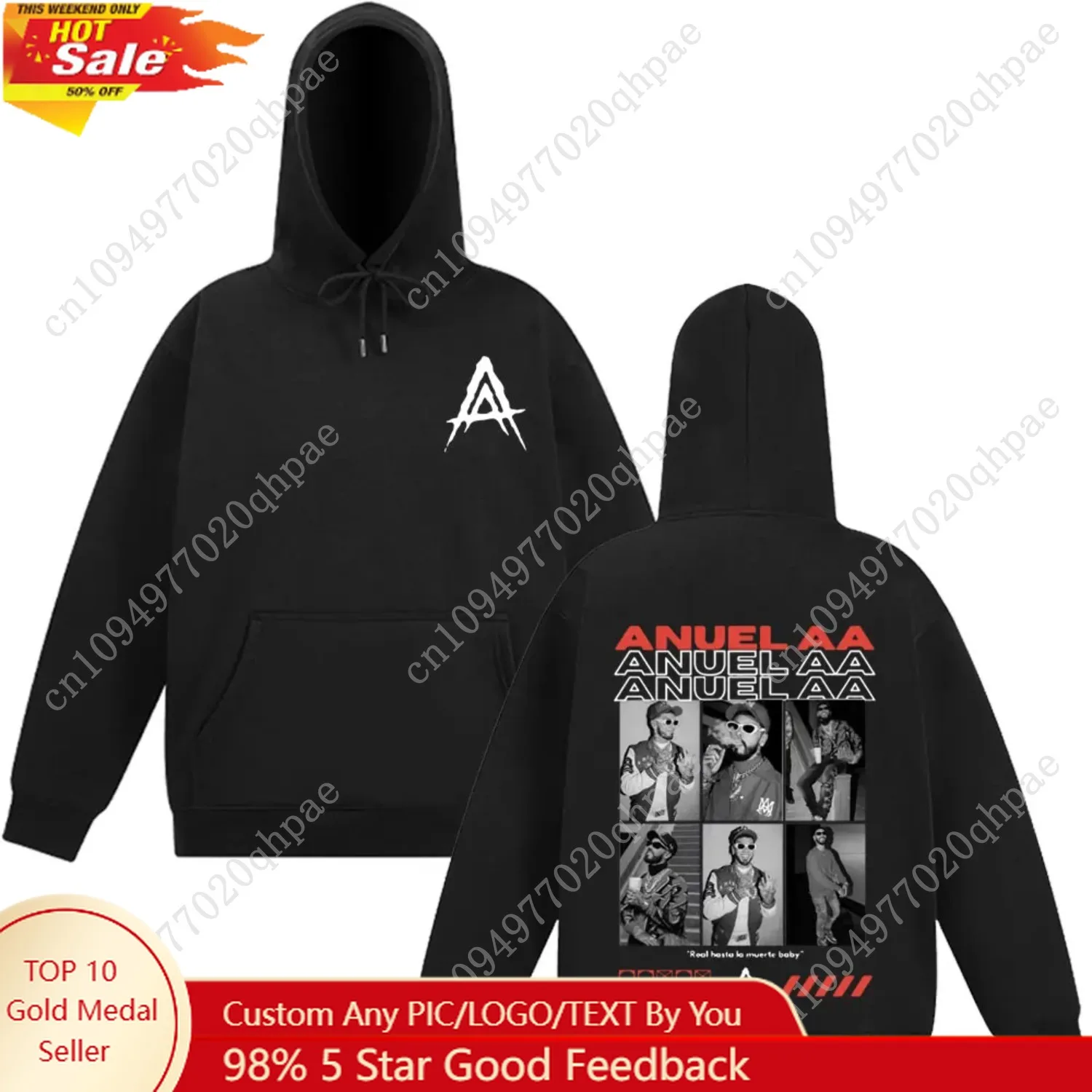 

Rapper Anuel AA Tour Graphic Hoodie Men Women Hip Hop Long Sleeves Sweatshirt Loose Casual Oversized Harajuku Street Pullover