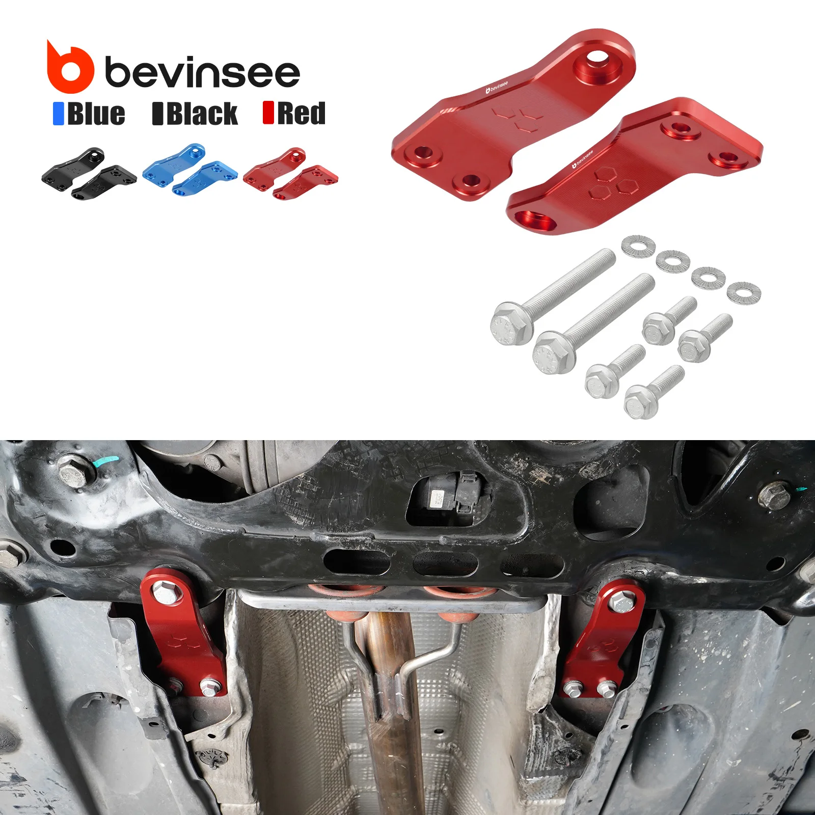 

BEVINSEE Aluminum 12mm Front Subframe Brace for VW for Golf MK7 MK8 for Tiguan Jetta, for Audi A3 S3 RS3 8V/8Y TT/TTRS 8S Q3 Q2