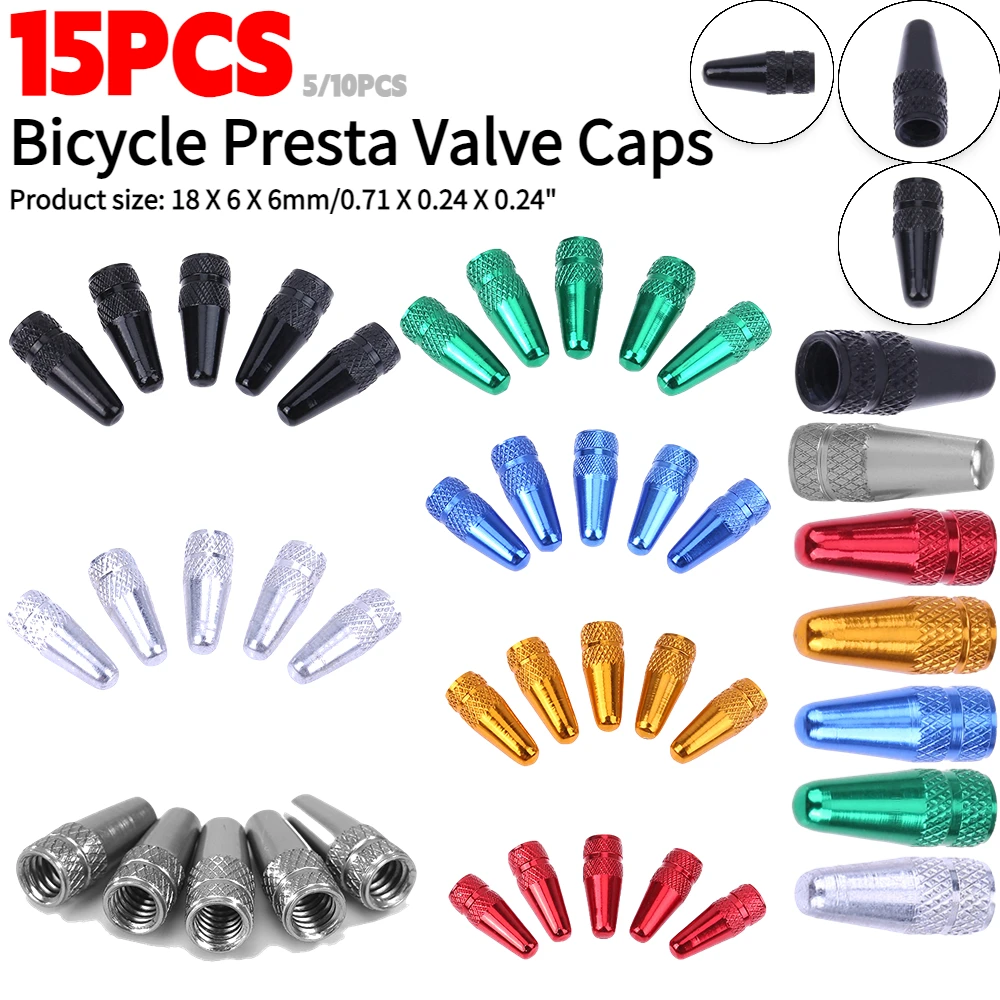 15-5PCS Bicycle Tire Valve Cap Aluminum Alloy Presta Valve Core Lends CNC Mtb Tubeless Valve Cover Mtb Bike Accessories