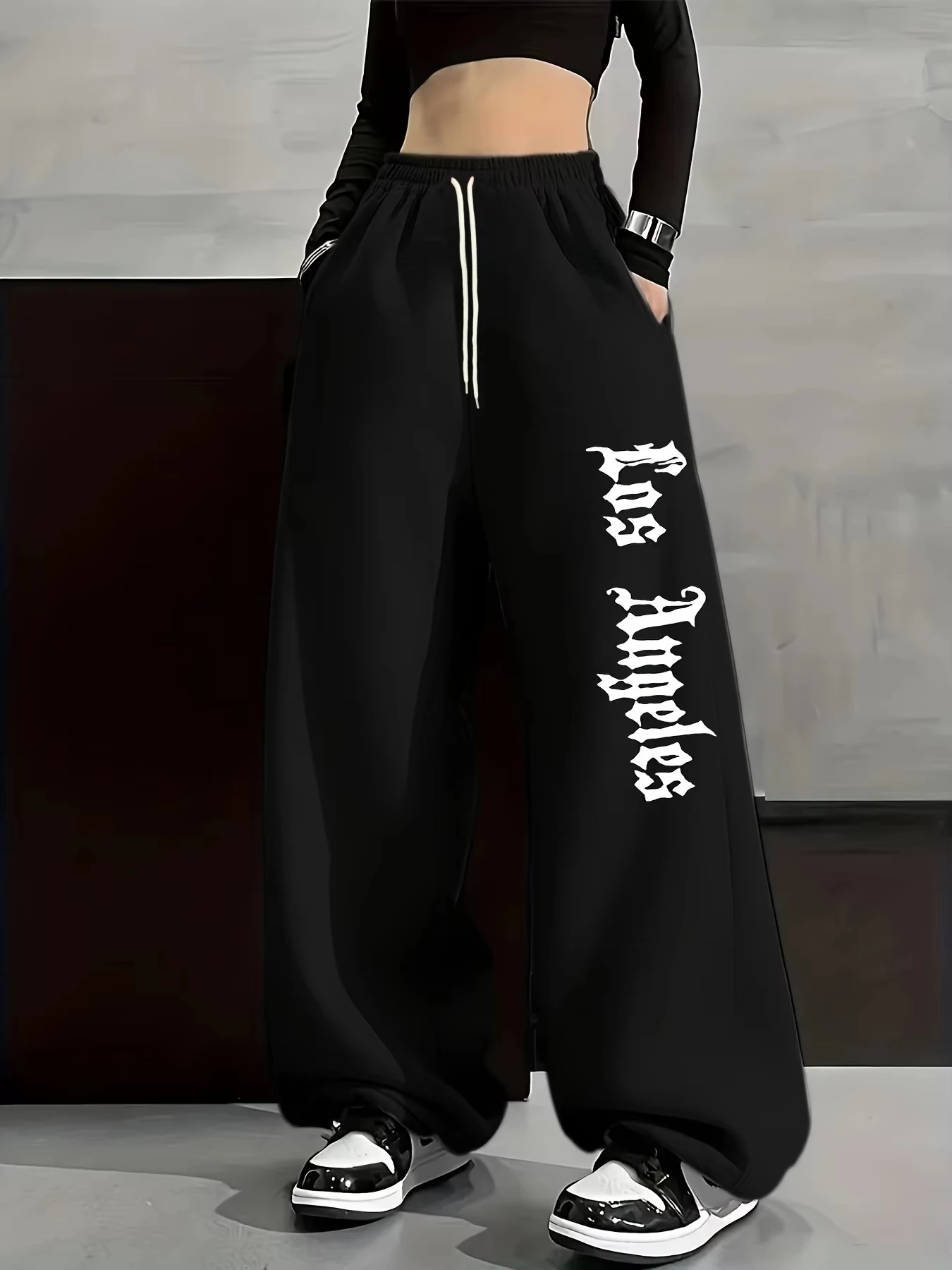 2026 New Model  Women's Kids Jogger Pants - Casual Loose Fit with Drawstring Waist with Letter Print, Perfect for Spring/Autumn