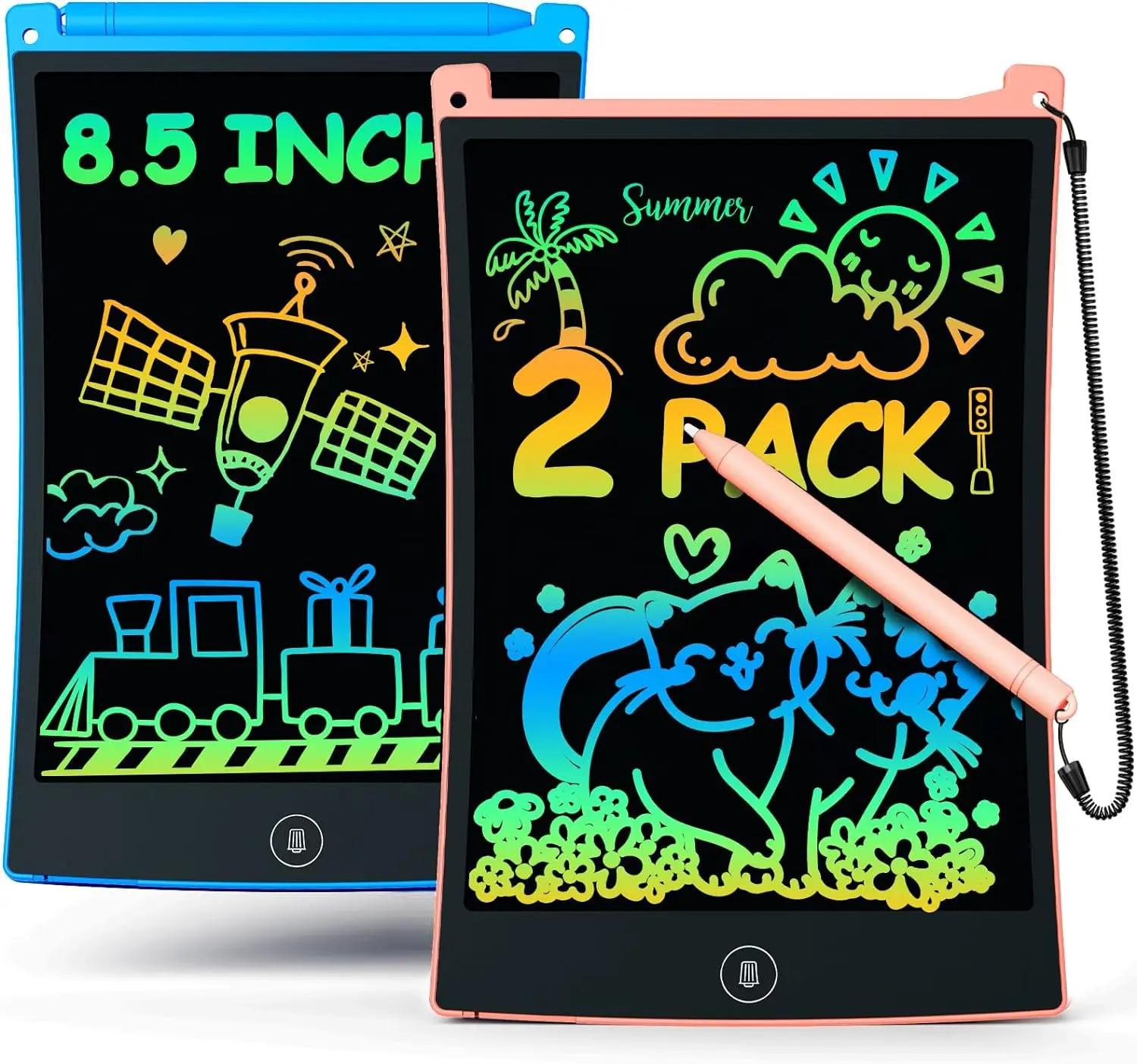 2 Pack LCD Writing Tablet, 8.5in Erasable Doodle Board Drawing Pad for Kids, Kids Toys Birthday Gifts Presents for 3 4 5 6 7 Gir