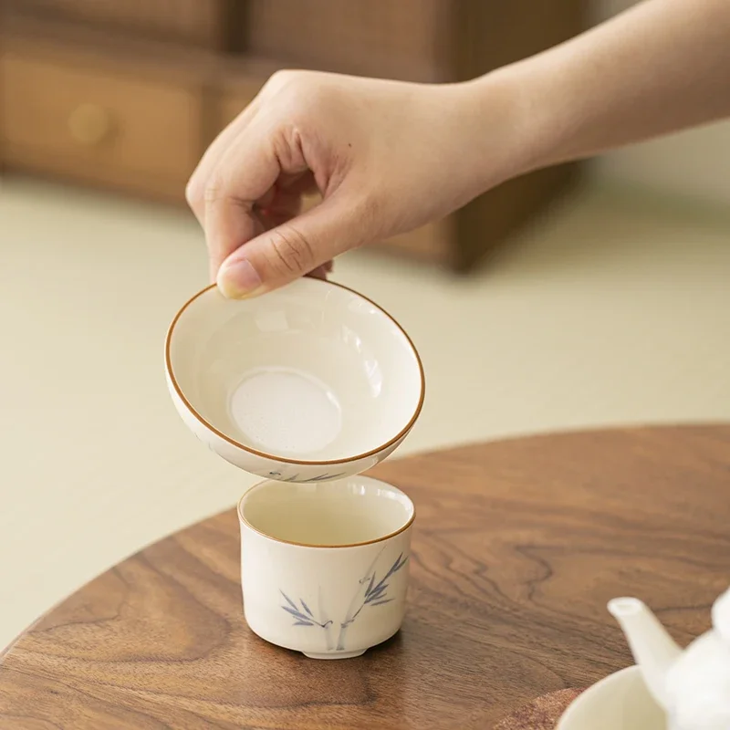 Pure Hand-painted Bamboo Persimmon Tea Filter Set Household  Tea Separator  Infusor Tea Strainer Tea Maker Tea Ornaments