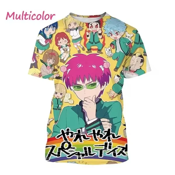 Anime Saiki Kusuo's Disaster 3D Print Casual Men O-neck T-shirts Short Sleeve Hip Hop kids Tee Shirts Harajuku Unisex Clothing