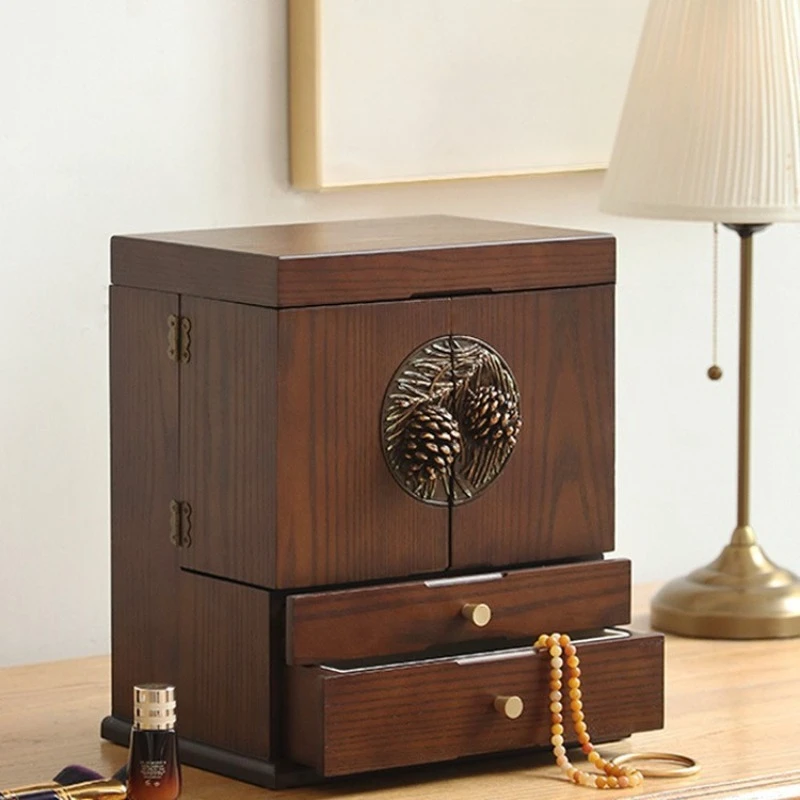 Cosmetics Storage Box Jewelry Box Integrated Drawer Storage Cabinet Large Capacity Wooden Skin Care Products Cosmetic