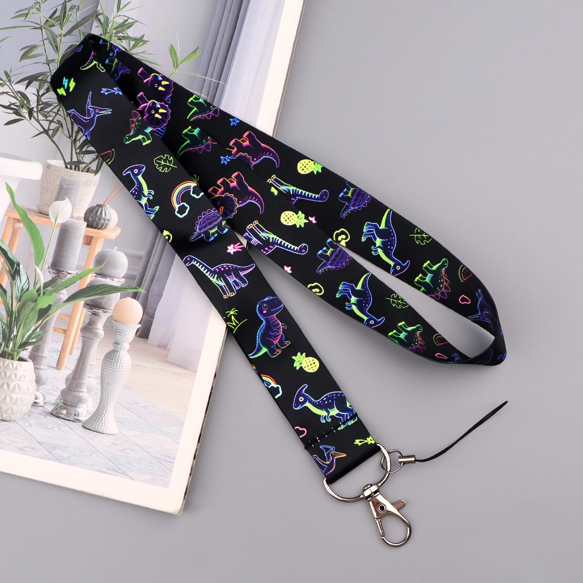Cartoon Alien Dinosaur Strap Keychain Cat Lanyard For Cars Motorcycles Key Anti-Lost Rope Fahion Accessories Gift for Friend