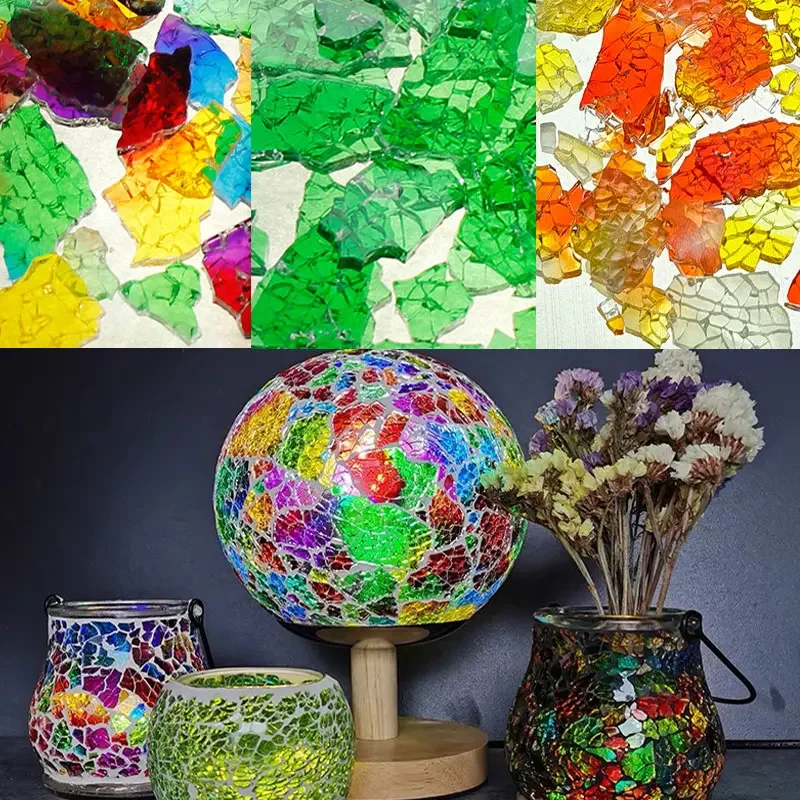 Colorful Ice Crack Fragments Crystal Mosaic DIY Creative Handmade Mosaic Art Colored Tempered Glass Transparent Particles 100g