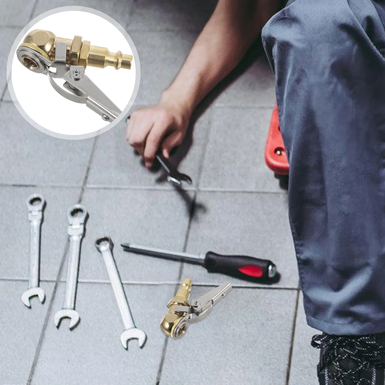 

2Pcs Quick Connect Car Tire Inflation Nozzle Locking Chuck Durable Copper Air Compressor Adapter for Tire Maintenance Air