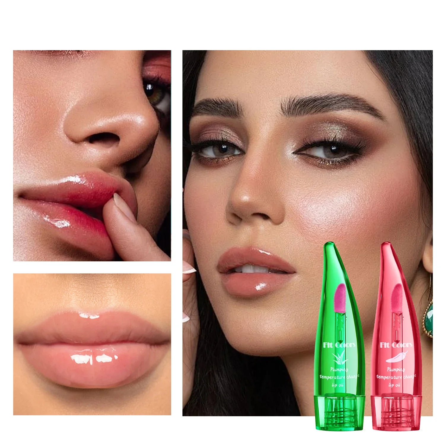 زيت الشفاه بالصبار والفلفل الحار |   تغيير اللون المنشط لدرجة الحرارة |   ملمع شفاه مرطب ومرطب للشفاه الكاملة