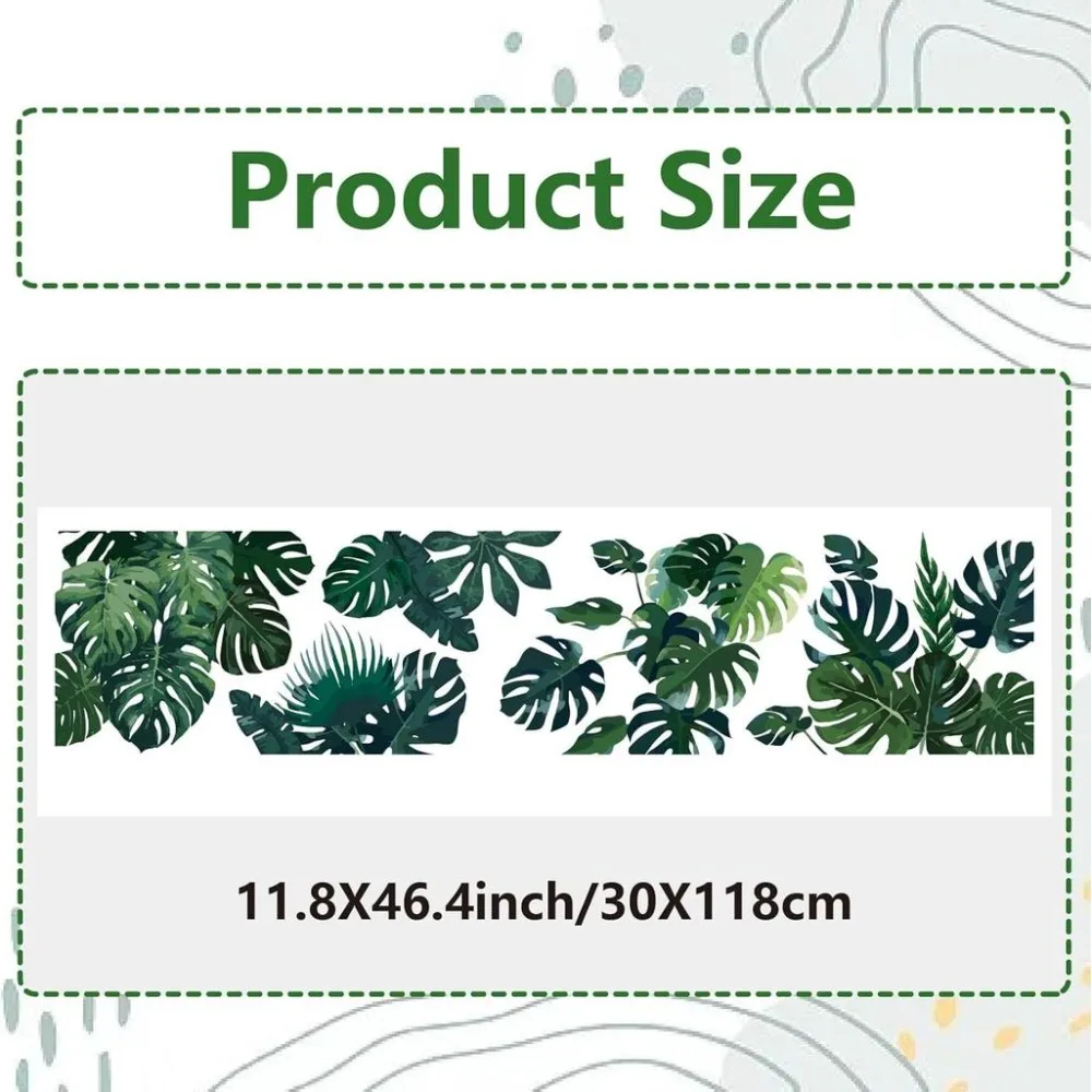 11.8x46.4 Inch Tropical Window Decals Static Non Adhesive Palm Tree Monstera Fern Window Clings Plant Leaf Foliage Flower