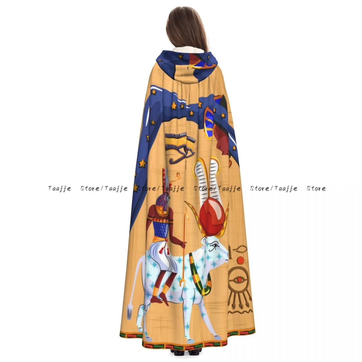 Cartoon Ancient Egypt Papyrus Scroll Witch Cloak Halloween Cosplay Costume Adult Unisex Cloak Retro Ages Cape