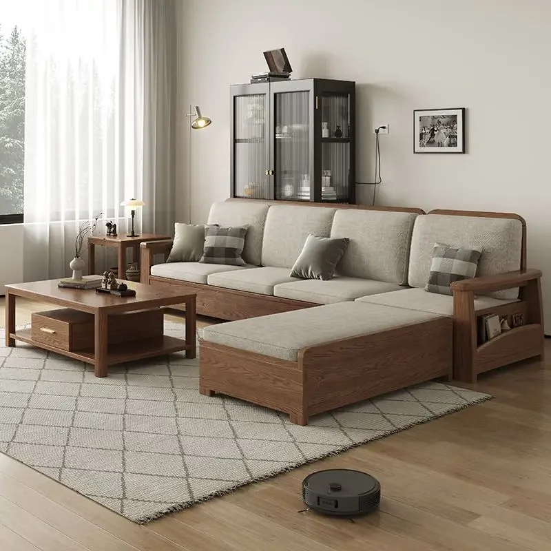 أريكة خشبية صلبة حديثة وبسيطة، وغرفة معيشة صغيرة، وتخزين الشتاء والصيف، والأميرة الزاوية #3