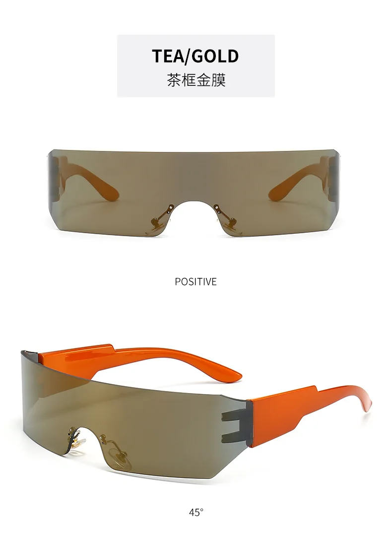 Steampunk Y2K Sonnenbrille für Damen und Herren, quadratisch, einteilig, Wrap-Around-Sonnenbrille, modische Sonnenbrille mit großem Rahmen für Damen und Herren – Detail 14