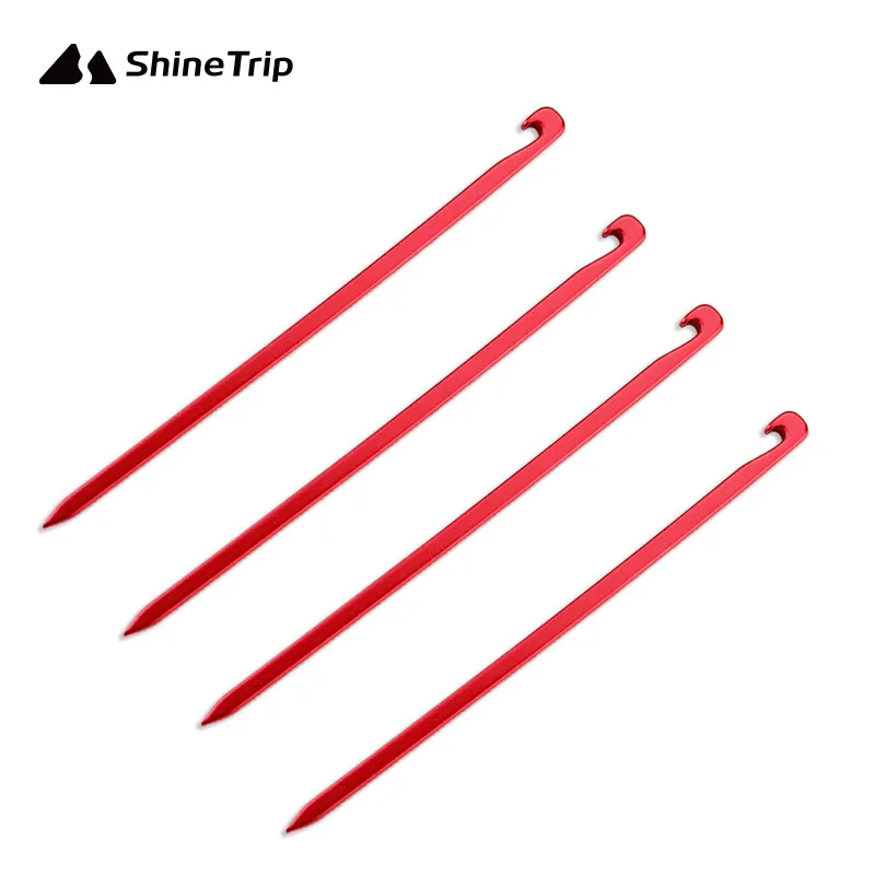 

10pcs Shinetrip 7001 Aviation Aluminum Alloy Tent Pegs Ultralight Square Nail Camping Garden Stakes Hook 16cm