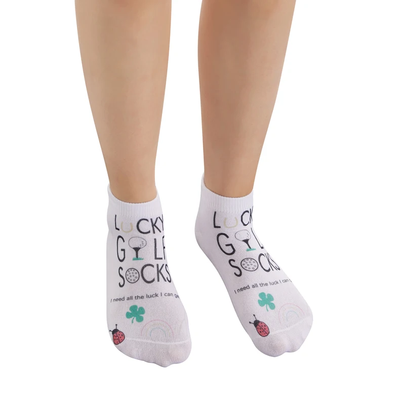 Funny Golf Socks for Man Women  Lucky Golf Socks Personality Letter Print No-Show Socks Fashion Casual Novelty Socks